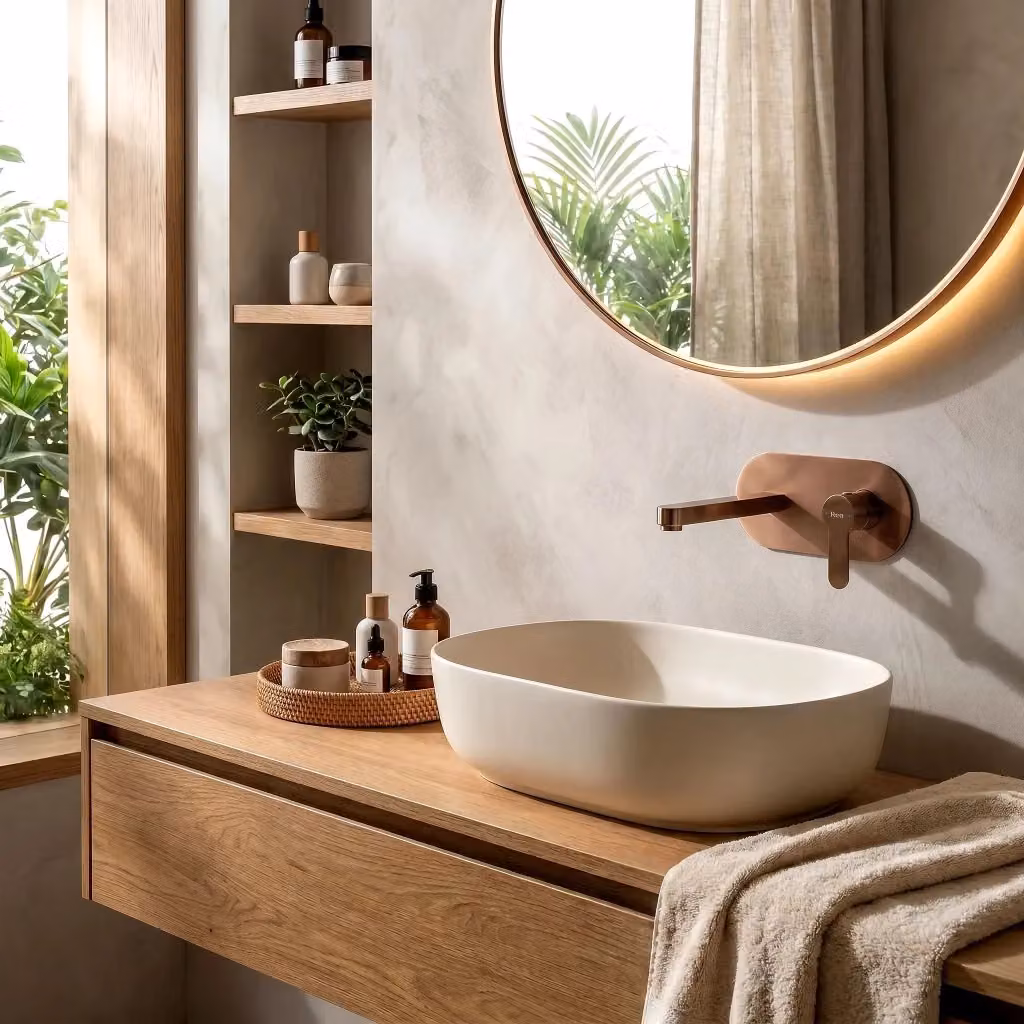 Rubinetto da parete incassato Rea Arcos per lavabo in finitura bronzo spazzolato – 2
