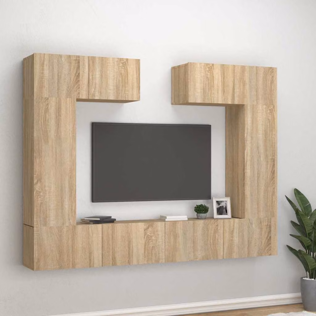 vidaXL Set di Mobili Porta TV 6 pezzi in Legno Multistrato Rovere Sonoma Marrone