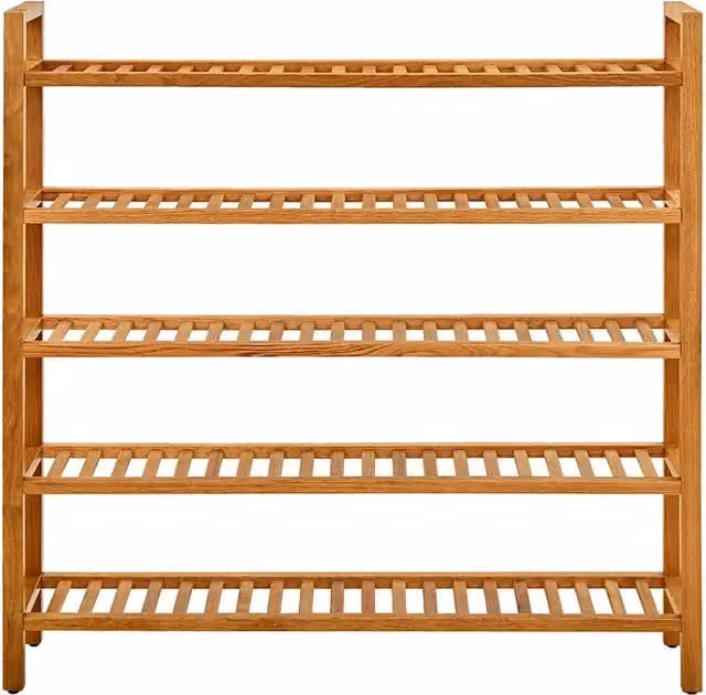 Scarpiera con 5 Ripiani-Scaffale per scarpe 100x27x100 cm in Massello di Rovere
