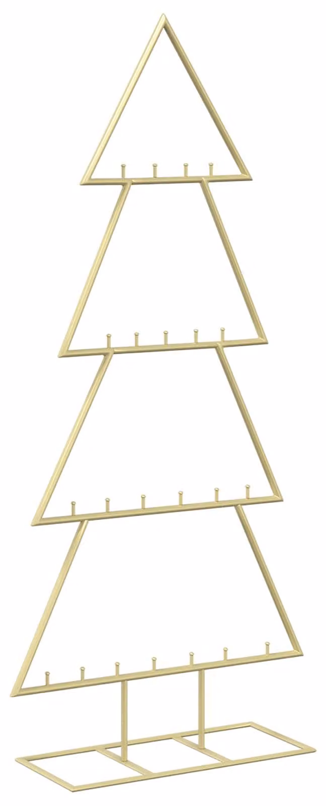 Albero di Natale in metallo con supporto, modello KUOPIO, 125 cm, acciaio dorato