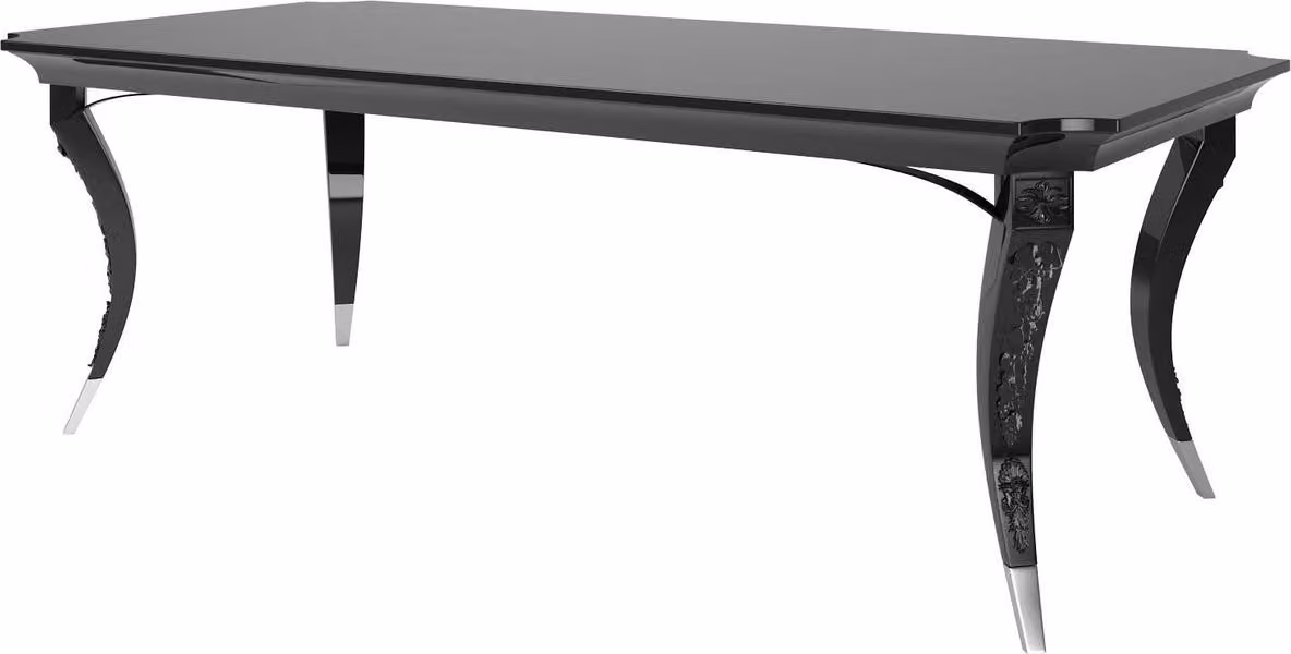 Casa Padrino tavolo da pranzo Art Deco nero / argento 220 x 110 x h. 77 cm - Tavolo da pranzo nobile - Mobili da sala da pranzo Art Deco