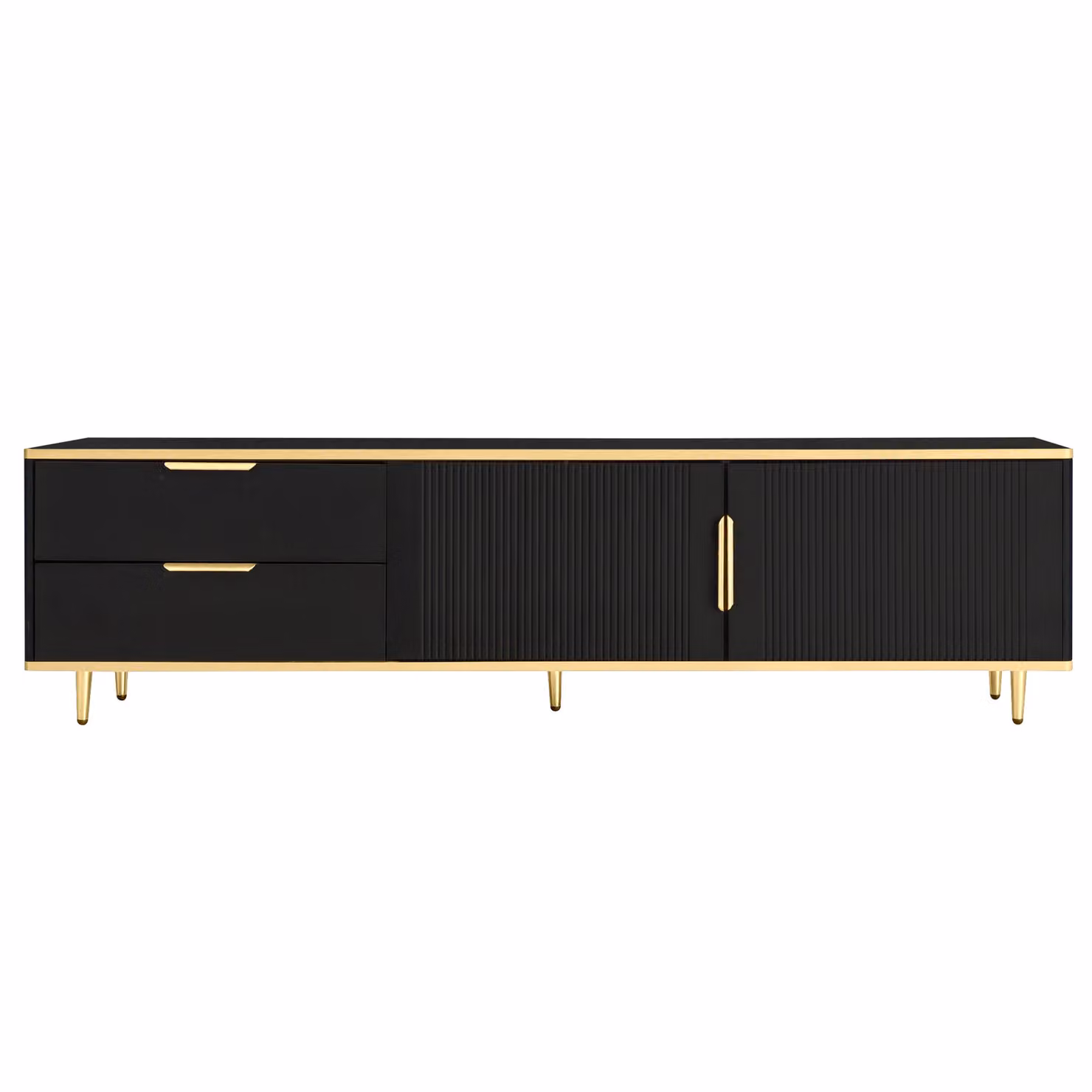 Mobile Porta TV Moderno GL Store con Effetto Marmo e Dettagli Dorati, Nero, L 175 cm x P 40 cm x H 45 cm – 2