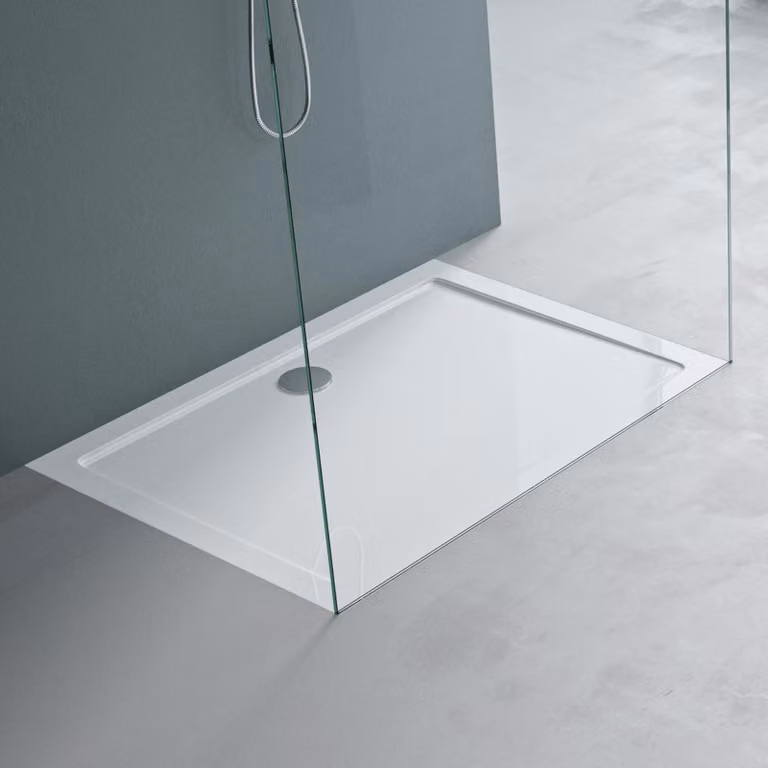 Doccia in acrilico, rettangolare, 70x100x4 cm, bianca