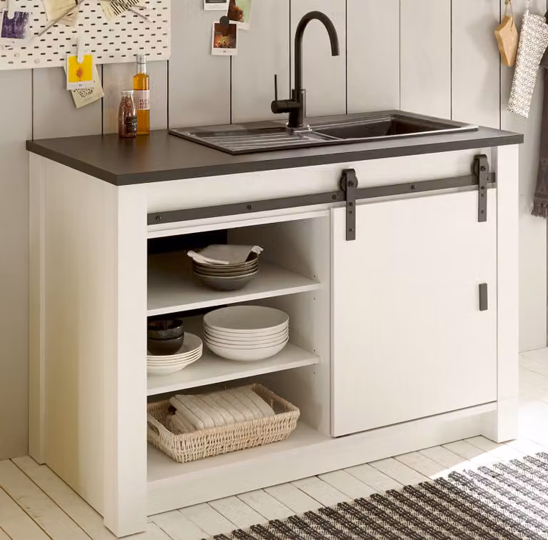 Mobile da cucina "Stove" in pino bianco Base da cucina per lavello o piano cottura 133 x 93 cm