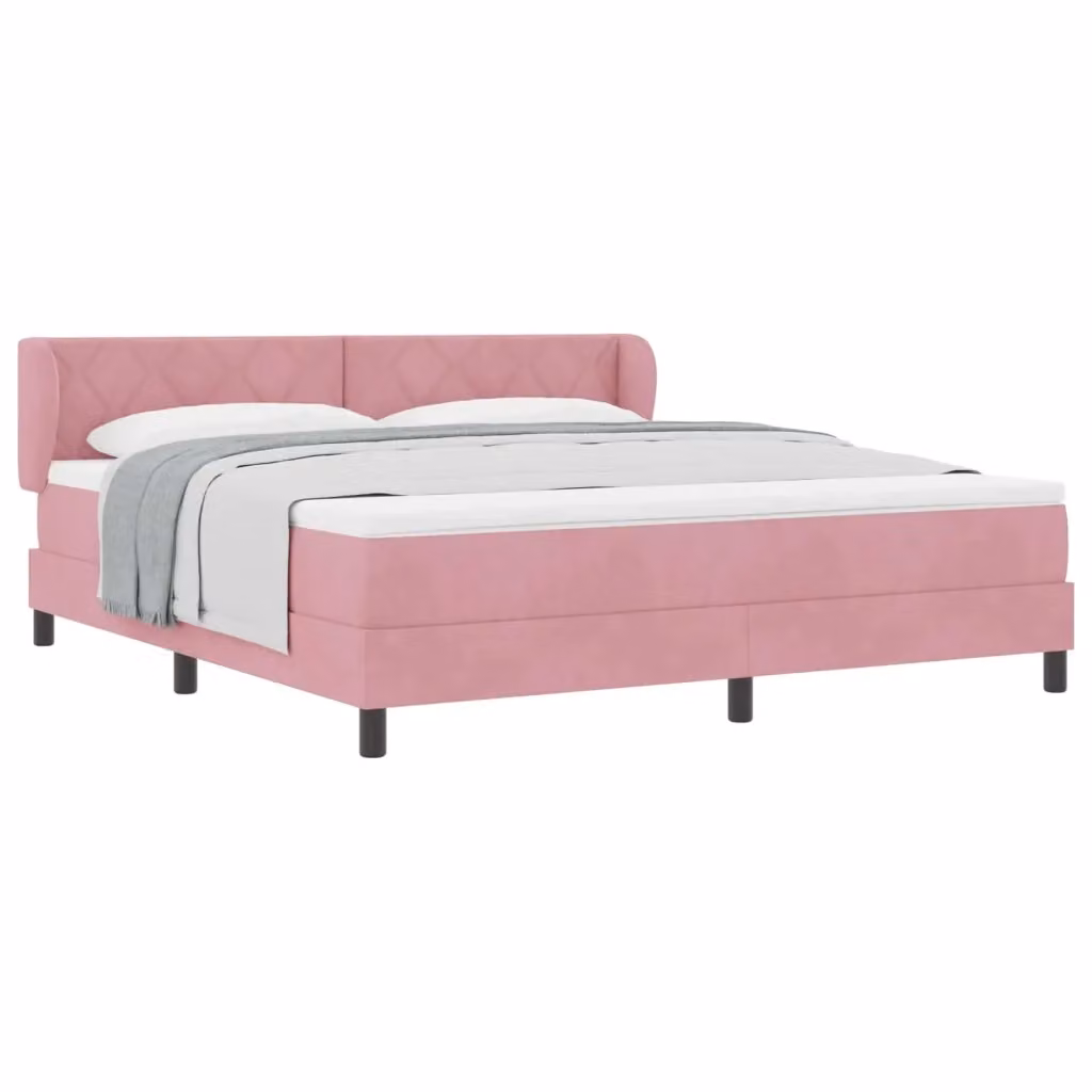 Letto a molle moderno vidaXL con testiera in velluto rosa L 180 cm x P 200 cm – 2