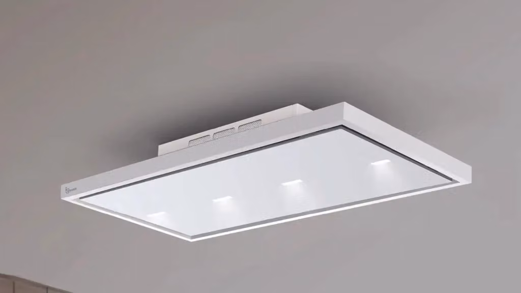 Cappa a soffitto Baraldi GEA FREE Bianca con controllo app e ricircolo, L: 90 cm, P: 60 cm, Portata: 900 m3/h – 2