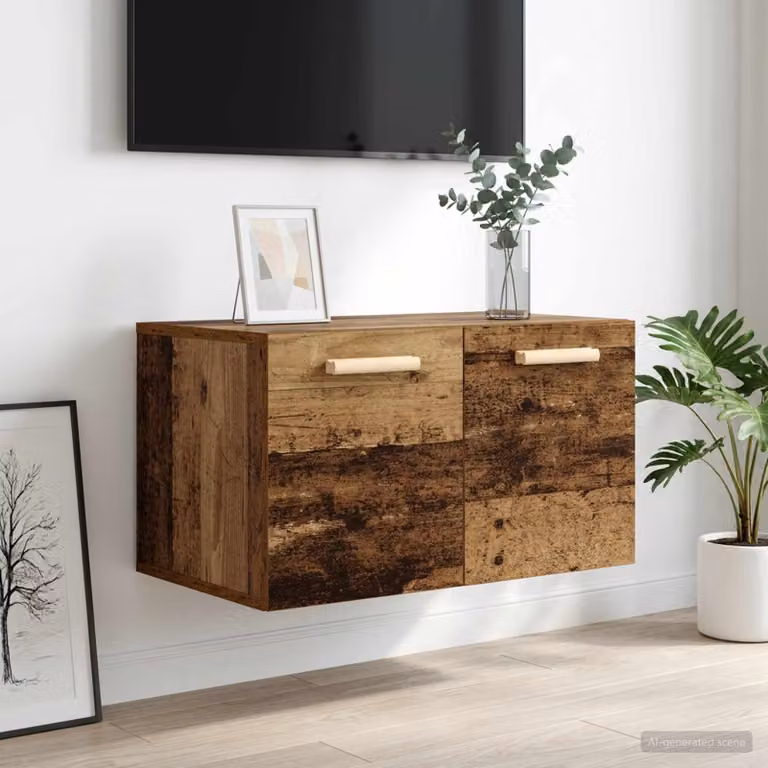 Armadietto a muro vidaXL in legno marrone moderno con ante a battente L 60 cm, P 36,5 cm, H 35 cm