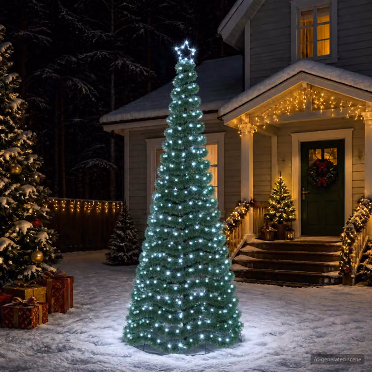 vidaXL Albero di Natale in tinsel con luci LED e base EKENAS 250 cm