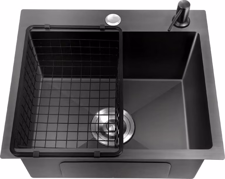 Lavello da cucina, acciaio inox, vasca singola, nero