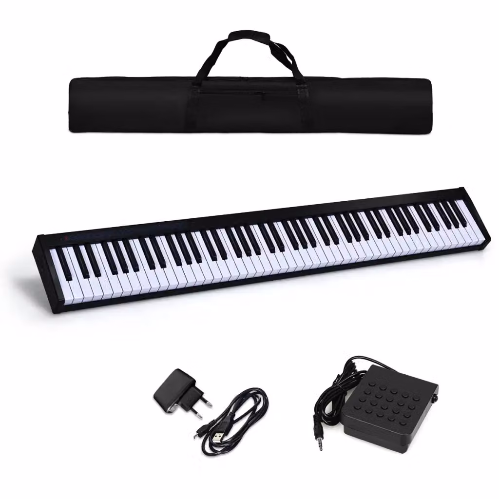 Tastiera musicale con 88 tasti Bluetooth ricaricabile in stile moderno nero L: 126,5 cm, P: 18 cm, H: 6,5 cm – 2