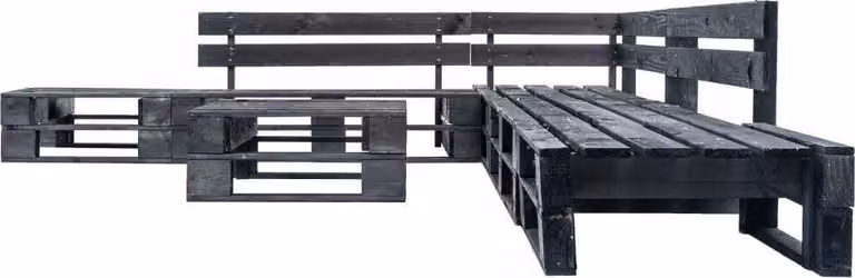 Divani da Giardino su Pallet 6 pz Neri in Legno