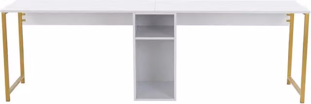 Scrivania in legno "Twin Study Desk" - 240 x 60 x 74 cm - Bianco oro