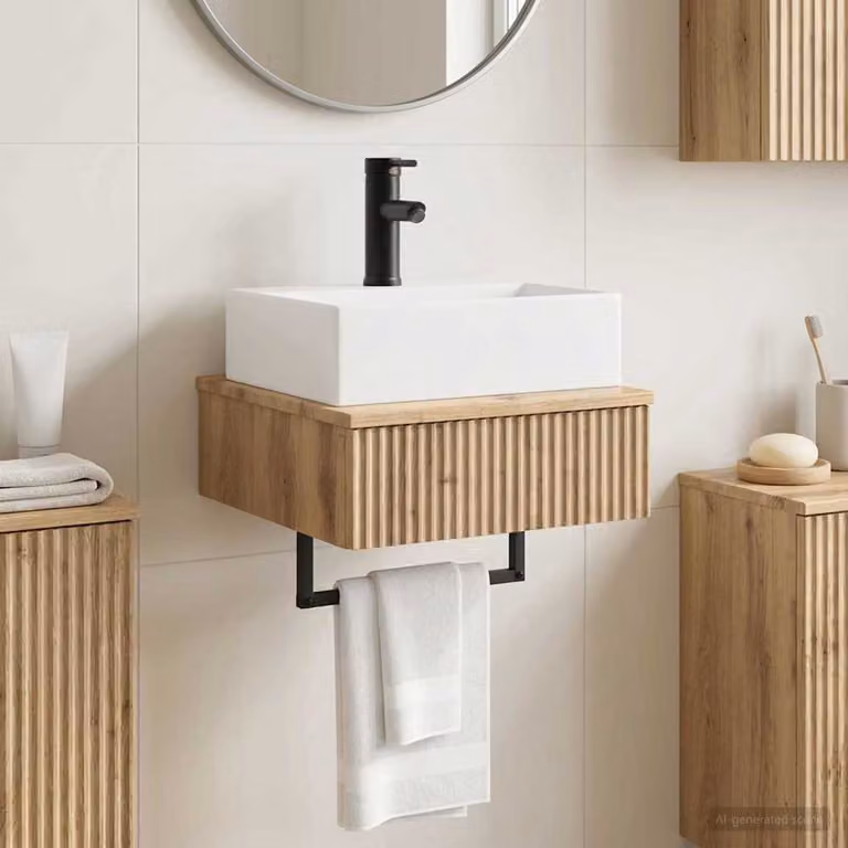 vidaXL Lavabo da Parete in Rovere Artigianale L: 40 cm, P: 41 cm, H: 39 cm