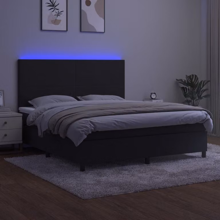 Maison Exclusive - Letto a Molle con Materasso e LED Nero 160x200 cm in Velluto
