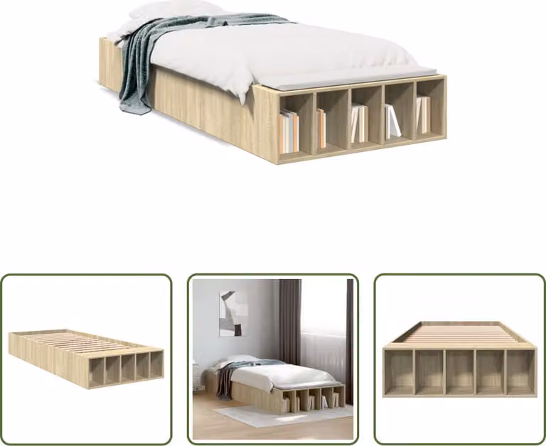 The Living Store Struttura per letto in rovere Sonoma 90x190 cm Materiale a base di legno