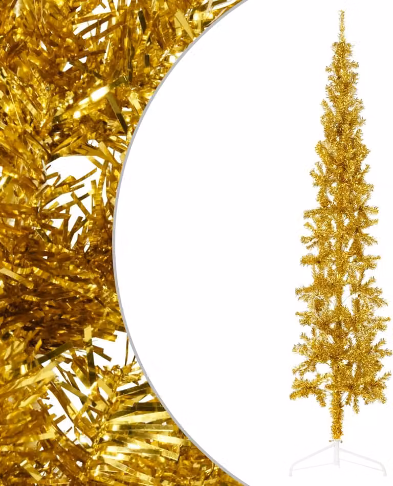 The Living Store Mezzo albero di Natale artificiale con supporto Slim Gold 240 cm