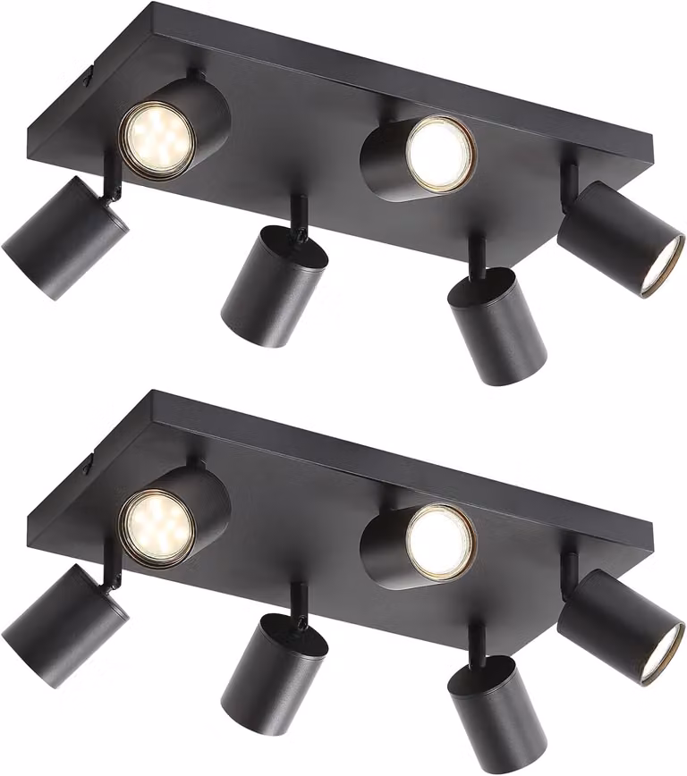 ZMH plafoniera LED nera 2 faretti da soffitto: lampada da soffitto GU10 6 fiamme 330° spot da soffitto orientabili industriale moderno per soggiorno camera da letto cucina corridoio