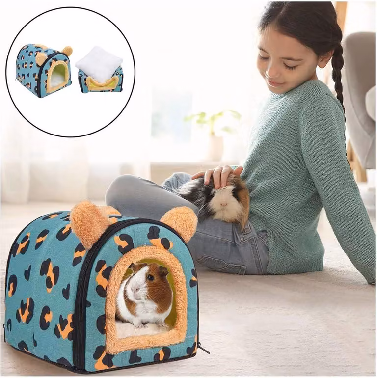 Comodo lettino per coniglietti e piccoli animali, con cerniera rimovibile