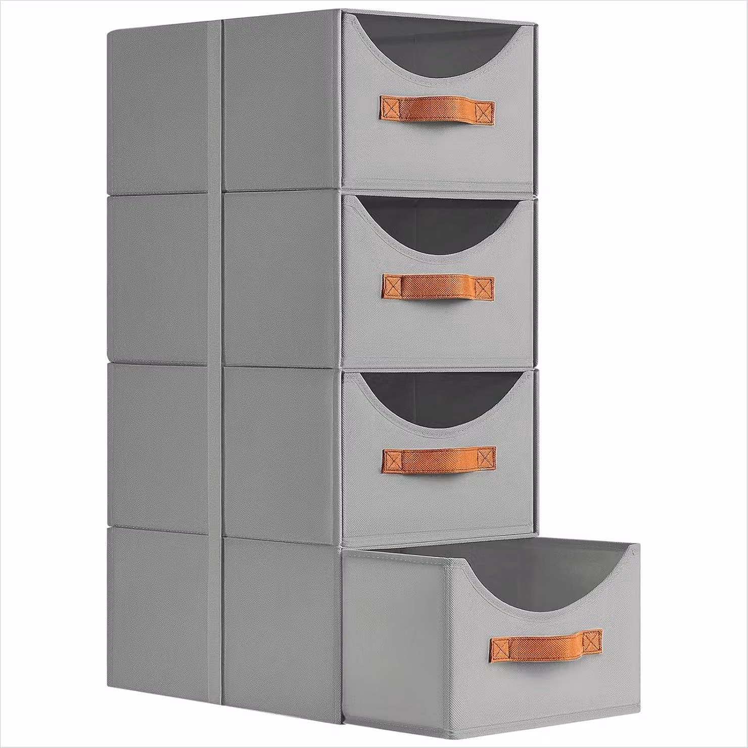 Set di contenitori pieghevoli, 4 pezzi, grigi, dimensioni 35 x 25 x 17 cm, ideali per riporre vestiti