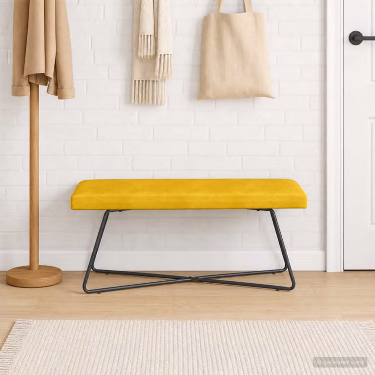 Panchina moderna vidaXL in velluto giallo L: 110 cm, P: 40 cm, H: 45 cm