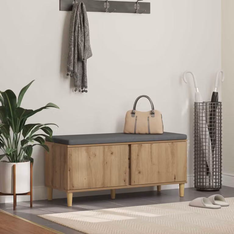 vidaXL Panca per ingresso con portascarpe in legno Rovere Marrone L: 100 cm, P: 38 cm, H: 46 cm