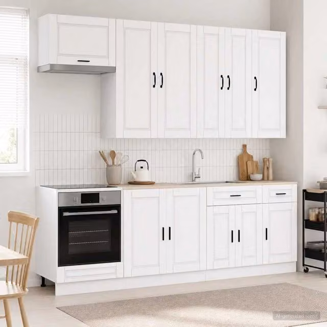 Unità base cucina moderna vidaXL bianca in MDF con ante a battente e cassetti L/P/H: 152 x 46 x 80 cm