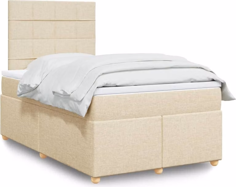 Maison Exclusive - Giroletto a Molle con Materasso Crema 120x190 cm in Tessuto