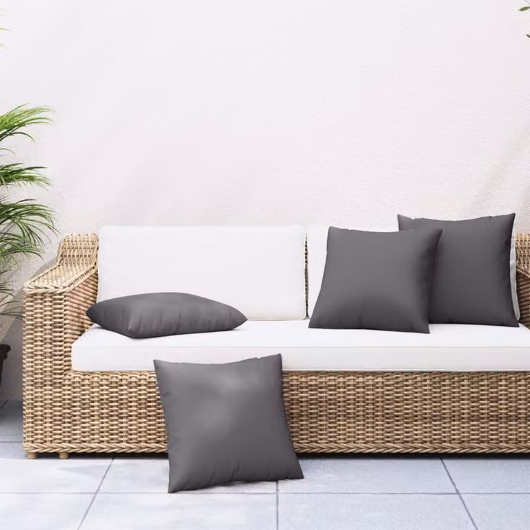 Set di 4 cuscini quadrati per divano vidaXL in tessuto idrorepellente, colore antracite, L 60 cm x P 60 cm x H 60 cm