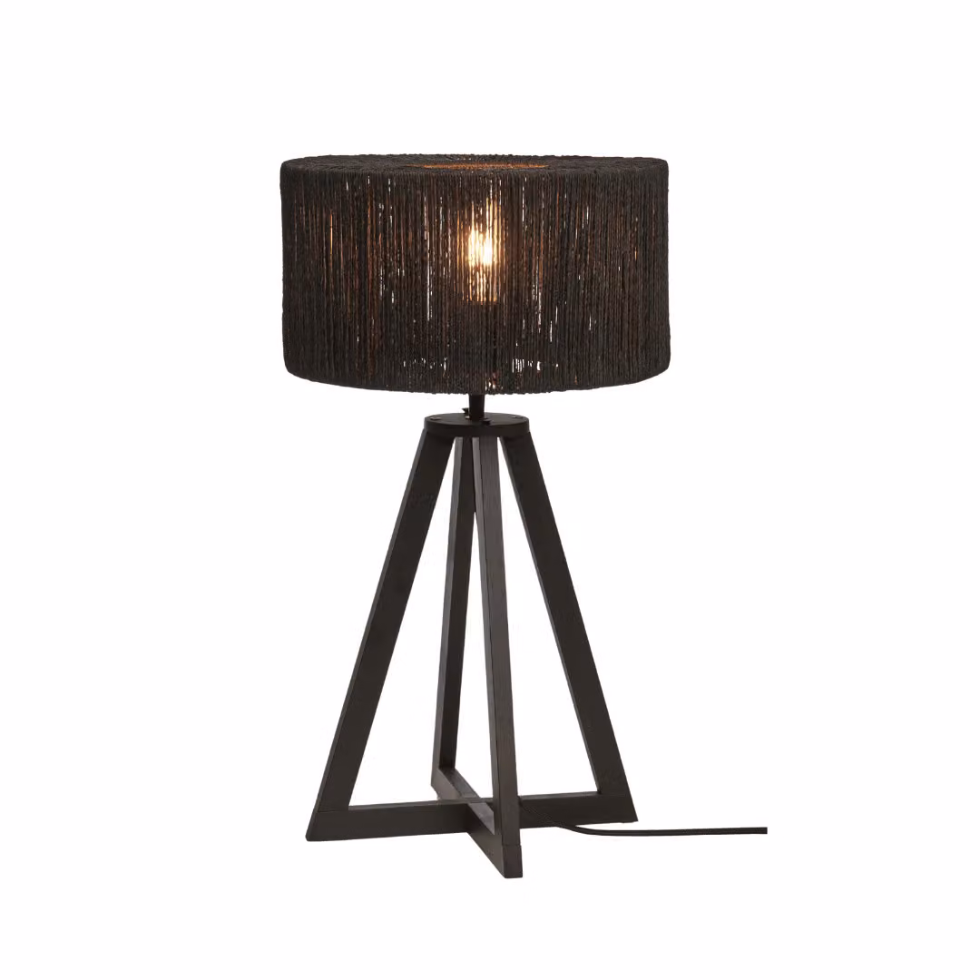 GOOD&MOJO - Lampada da tavolo Iguazu - Bambù/Juta Nero - Ø30x51cm Lampada da tavolo - lampada da comodino, soggiorno, camera da letto