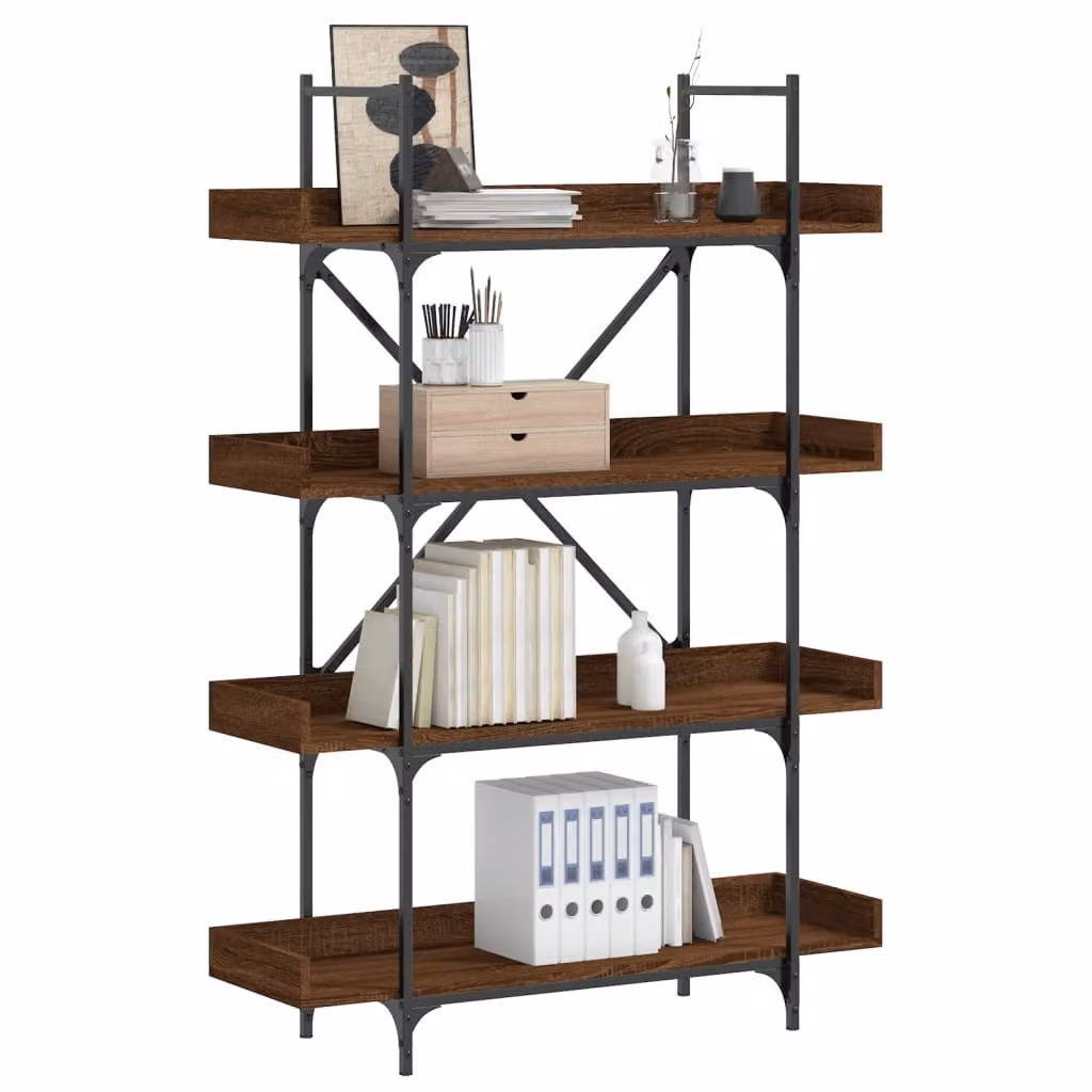 Libreria vidaXL con 4 Ripiani in Stile Industrial, Colore Rovere Marrone, L 100 cm x P 33 cm x H 145,5 cm