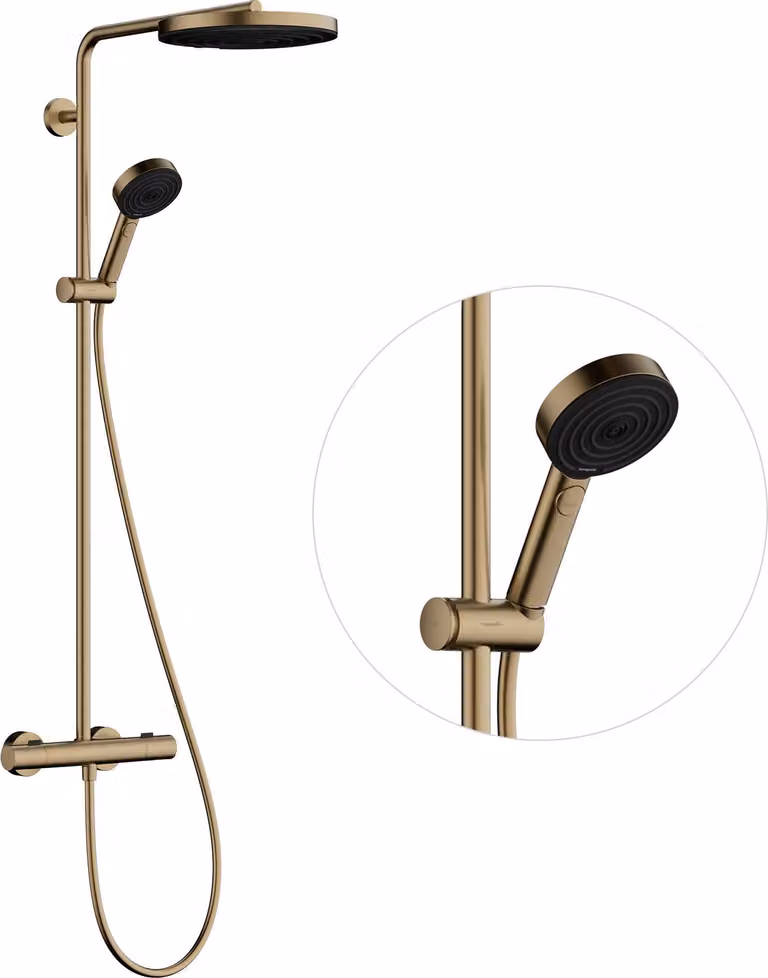hansgrohe Pulsify S PURO Système de douche 260, 1jet, Ecostat Fine, douchette à main 3jet, 24236140, 24236140