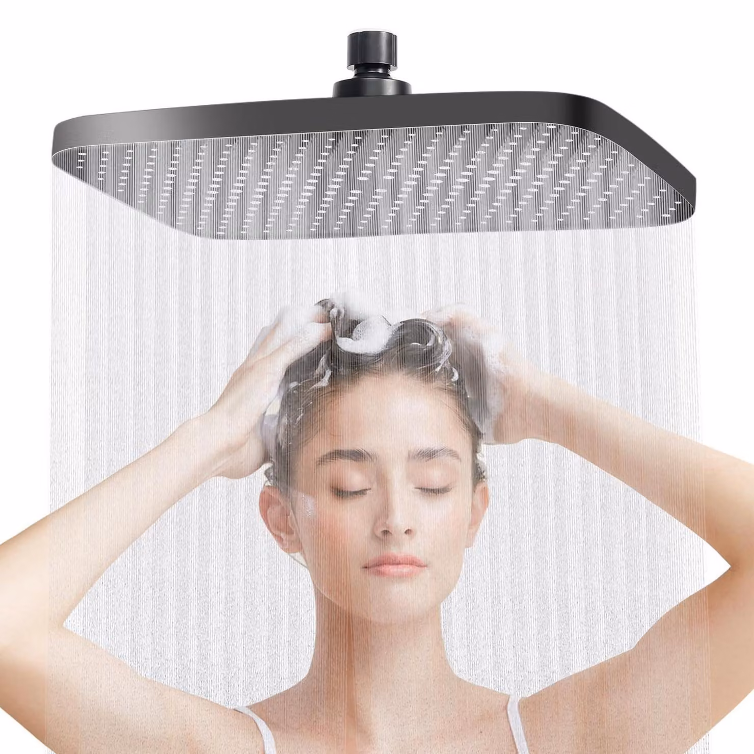 Doccia a soffitto in acciaio inossidabile nero, regolabile a 360°, a basso consumo di acqua, da incasso