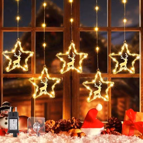 Luci natalizie con 94 LED, alimentazione, timer, 8 modalità, per interni ed esterni, ideali per feste e matrimoni