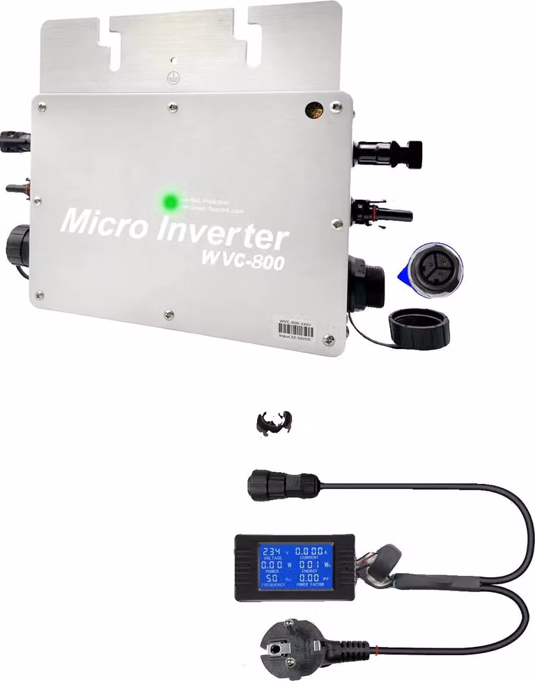 Inverter solare, alta efficienza, design impermeabile, 800W con LED, 220V-230Vac, PV 22-50Vac