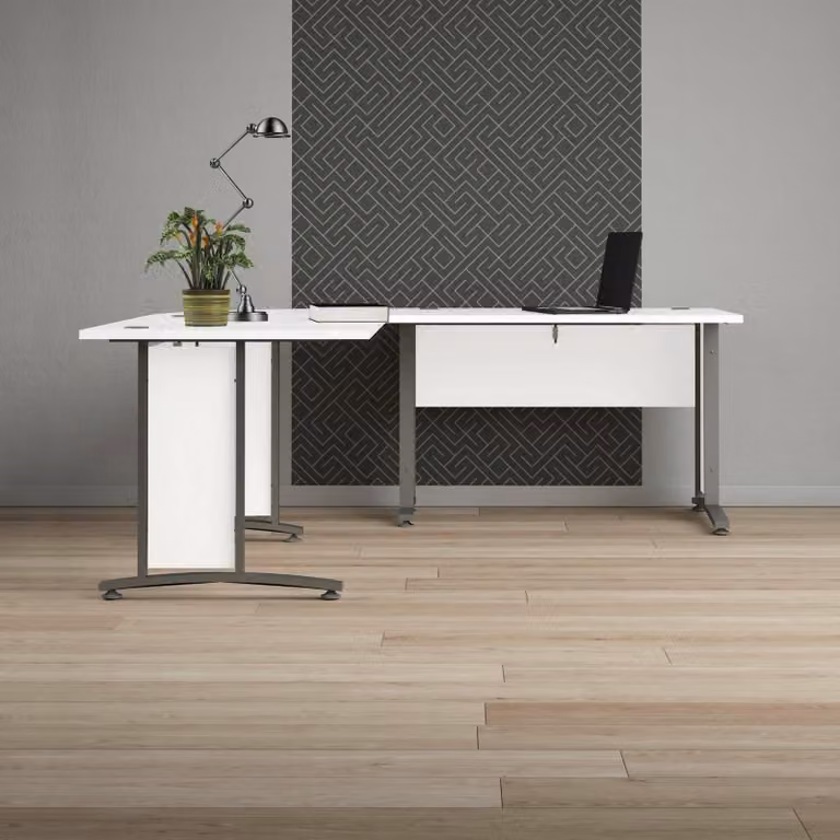 Dmora Scrivania Heling 200x200x74.5h cm Grigio, Angolare Materiale Piano in Legno Nobilitato