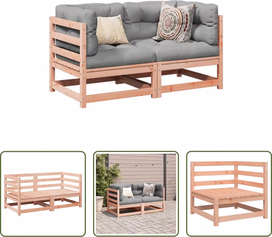 The Living Store Set divano da giardino 2 pezzi in legno massello di douglasia