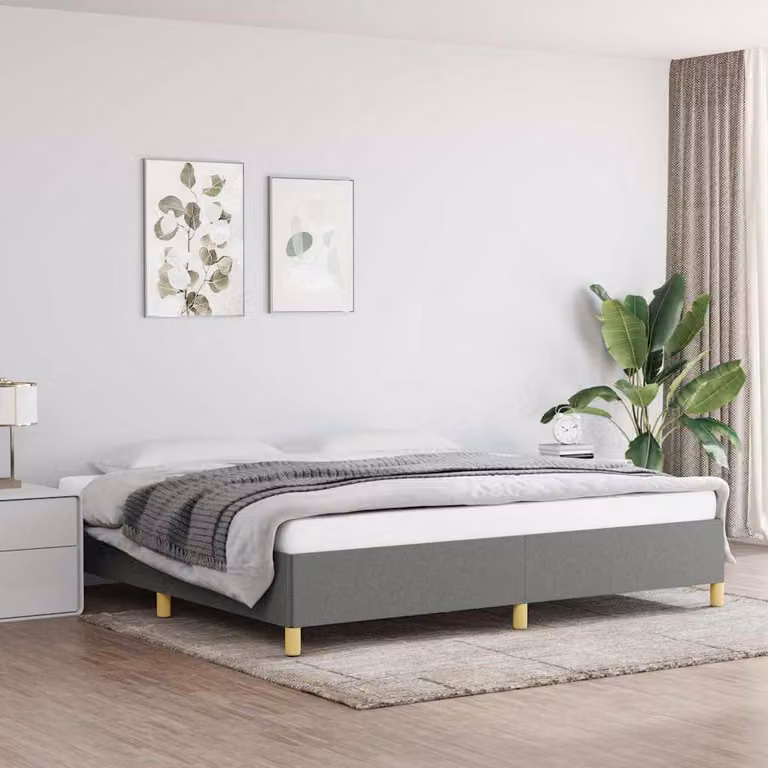 vidaXL Giroletto imbottito in tessuto Grigio con doghe in legno 200x200 cm