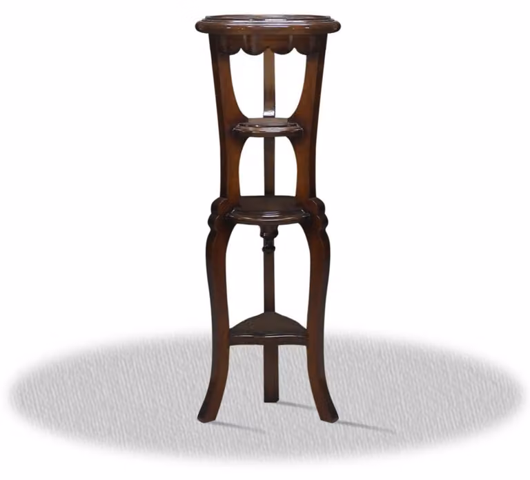 Tavolino di servizio Casa Padrino in stile barocco, realizzato in legno massello di colore marrone scuro, dimensioni 35 x 35 x altezza 110 cm