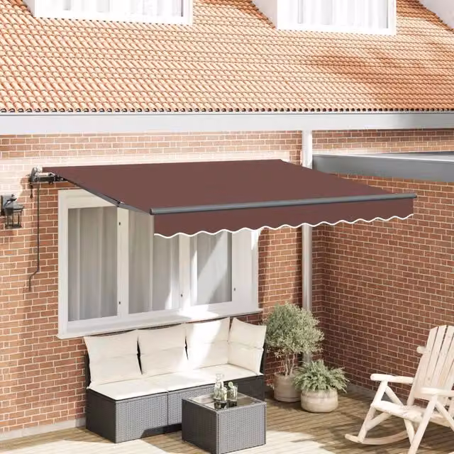 Tenda retrattile-Tenda parasole per balcone Marrone 350 x 200 cm Tessuto 515554