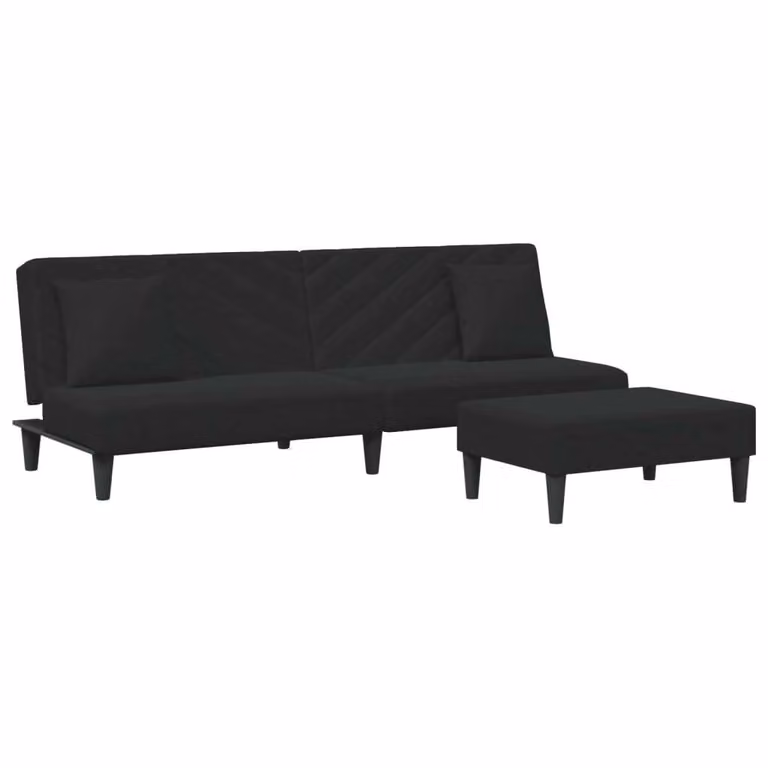 set divano 2 pezzi con cuscini in velluto nero