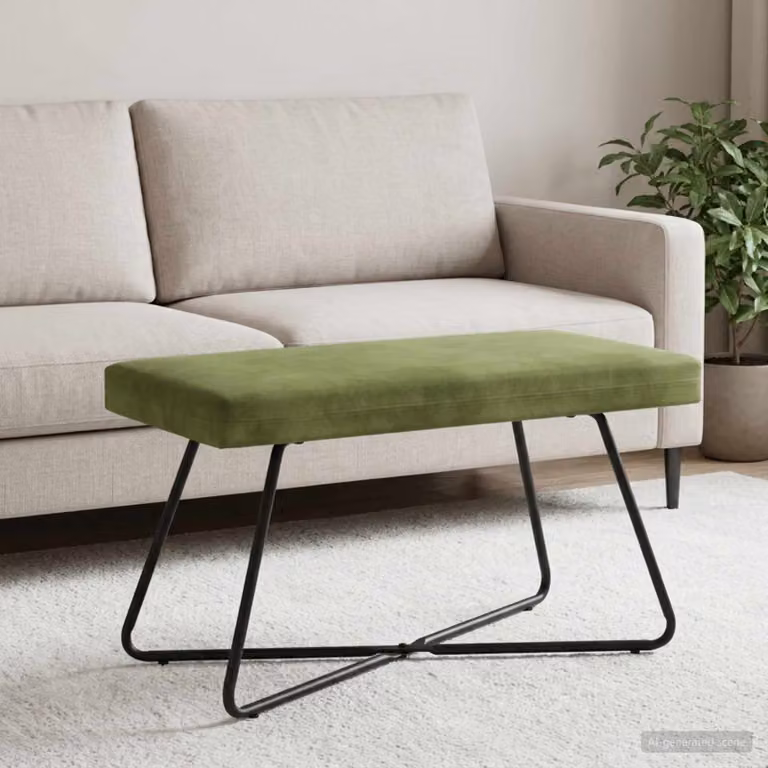 Panchina moderna vidaXL in velluto verde con struttura in metallo e MDF L 80 x P 40 x H 45 cm