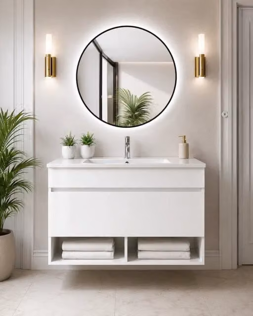 Mobile bagno sospeso con lavabo ORIGENBATH NEBARI con cassetto 80x45 cm bianco