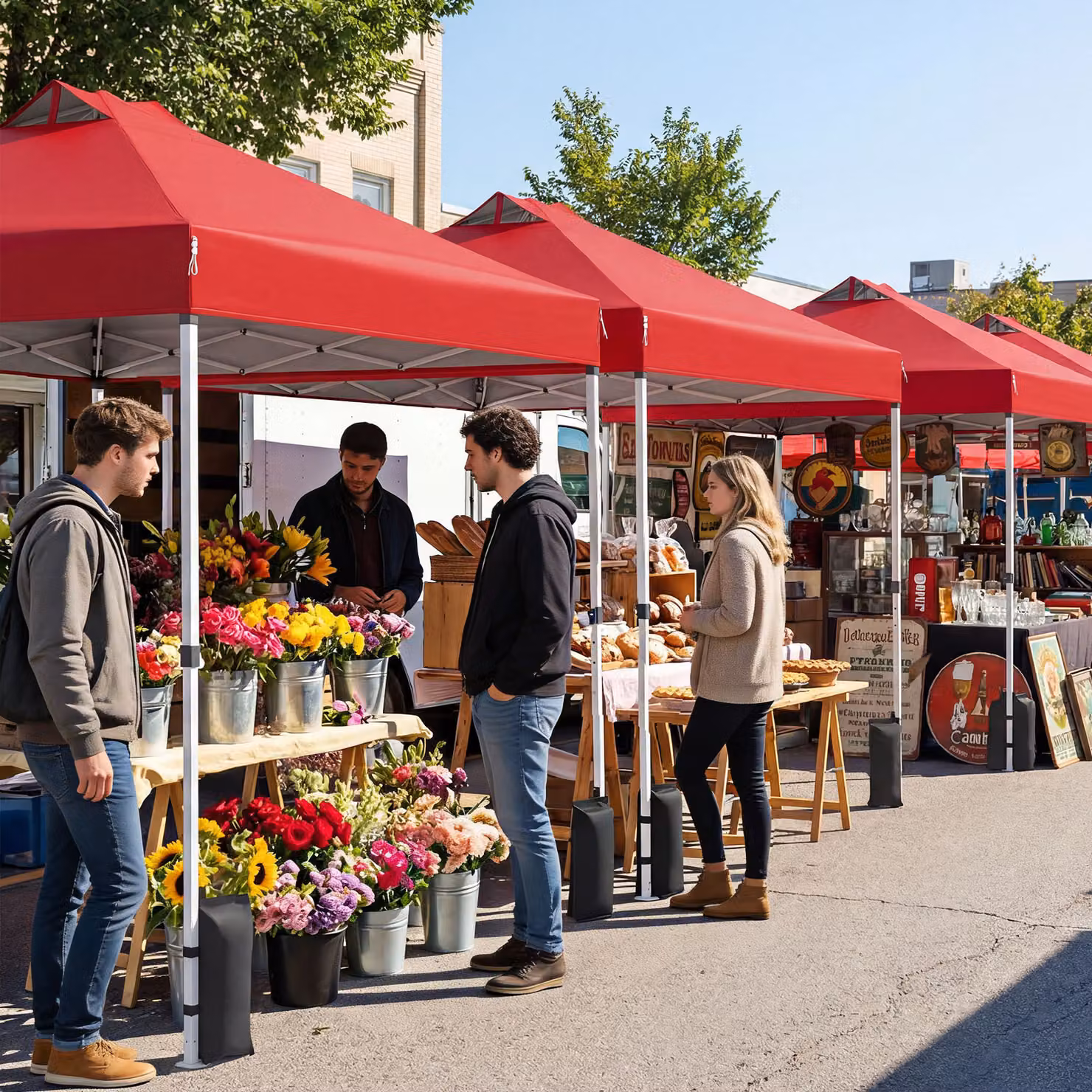 Costway Gazebo Portatile con Installazione Istantanea e Tettuccio Argento, Tenda da Campeggio e per Eventi Colore Rosso 3x3 m