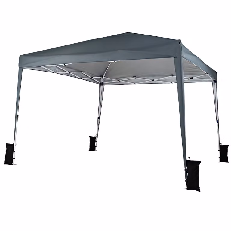 Gazebo da giardino pieghevole e portatile Costway con altezza regolabile e telo impermeabile Grigio 3 x 3 m