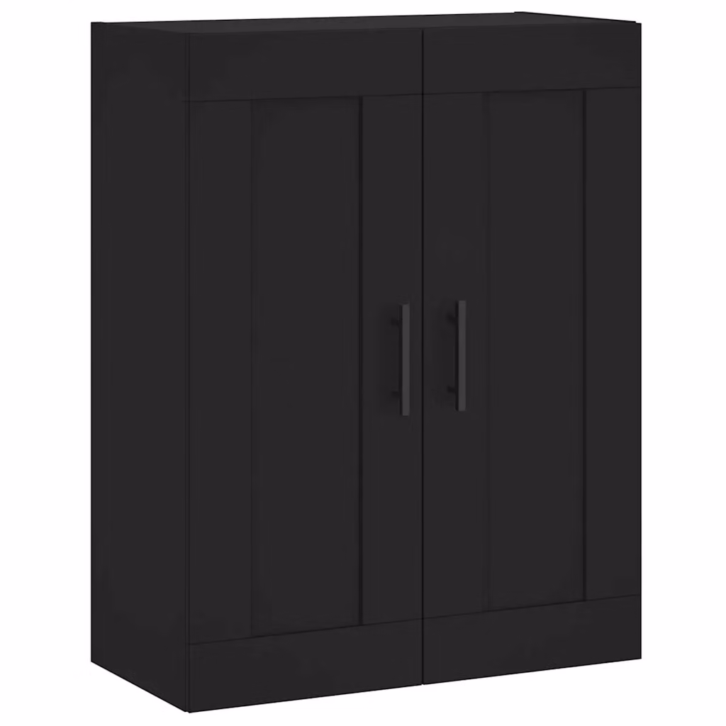Mobile a Parete Moderno vidaXL Nero Opaco in Legno e Metallo L: 69,5 cm, P: 34 cm, H: 90 cm – 2