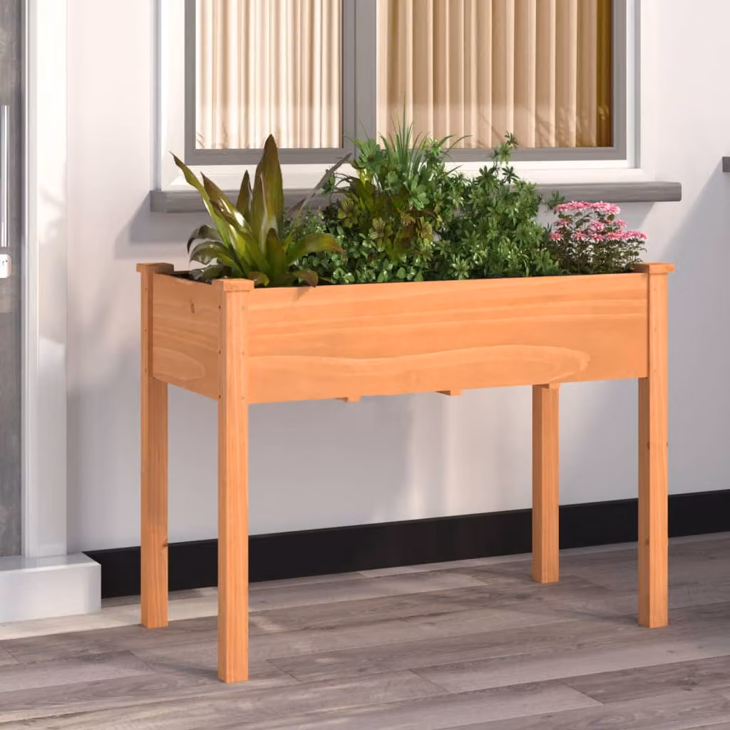 Fioriera con fodera vidaXL in legno massello di abete, colore marrone, L 118 cm x P 59 cm x H 76 cm