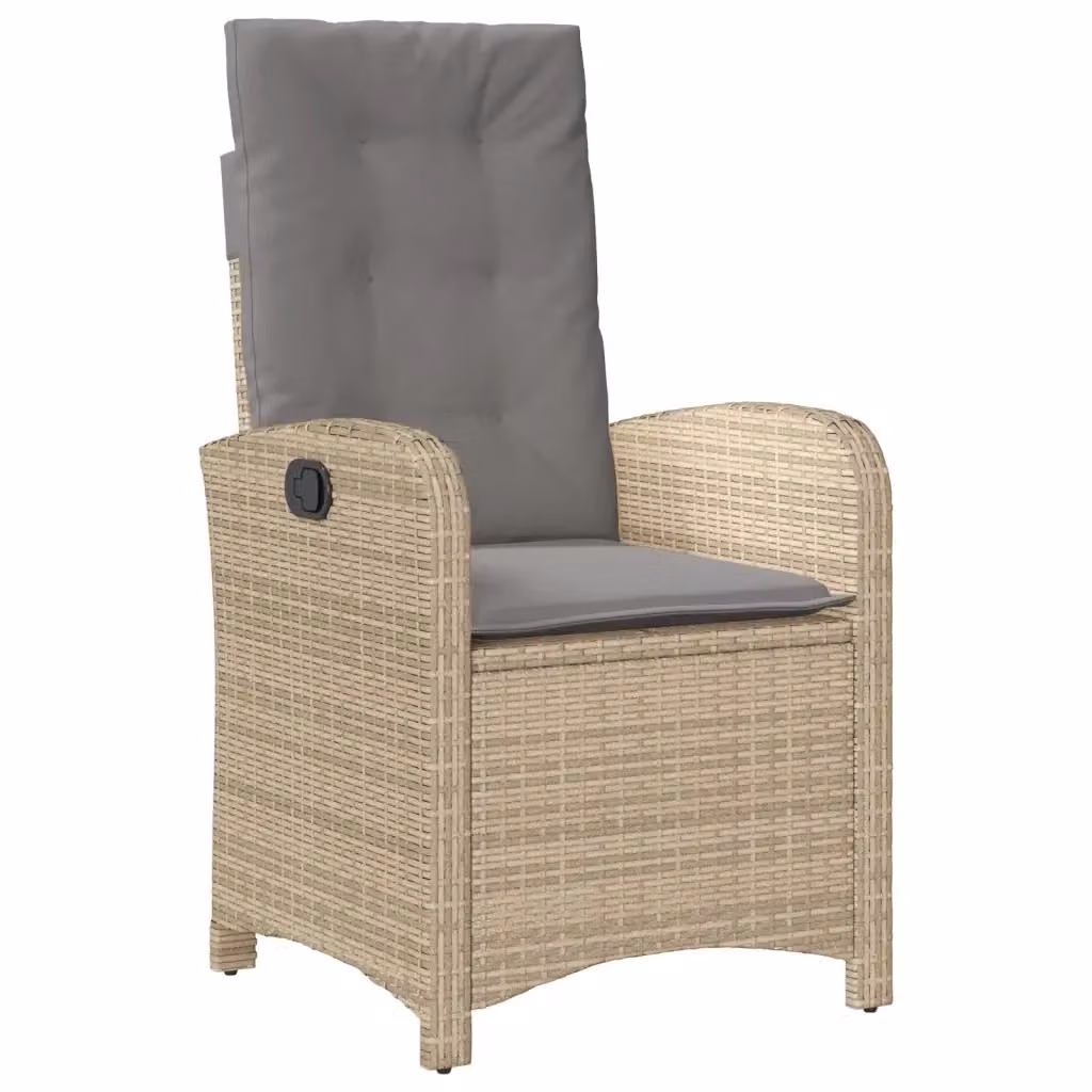 Sedia Reclinabile da Giardino vidaXL in Polyrattan e Metallo con Cuscini Beige e Grigio – 2