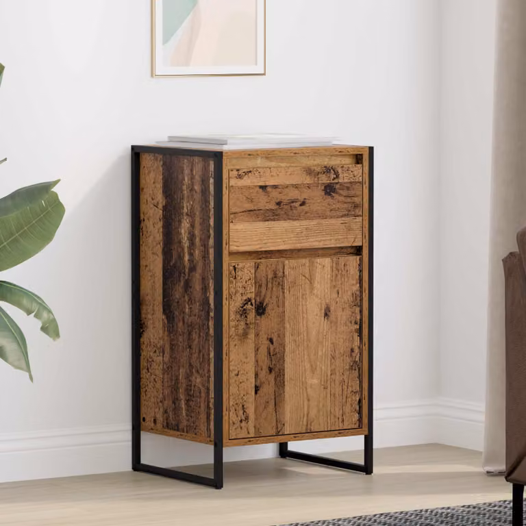 Credenza in stile industriale vidaXL in legno e metallo marrone L/P/H: 43 x 36 x 75,5 cm