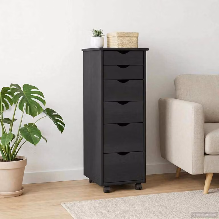 Carrello mobile con ruote vidaXL in legno di pino massello L/P/H: 34 x 39 x 93,5 cm