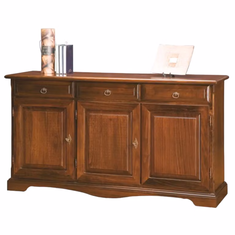Madia credenza in legno stile arte povera Mobili 2G colore noce L: 156 cm, P: 42 cm, H: 85 cm